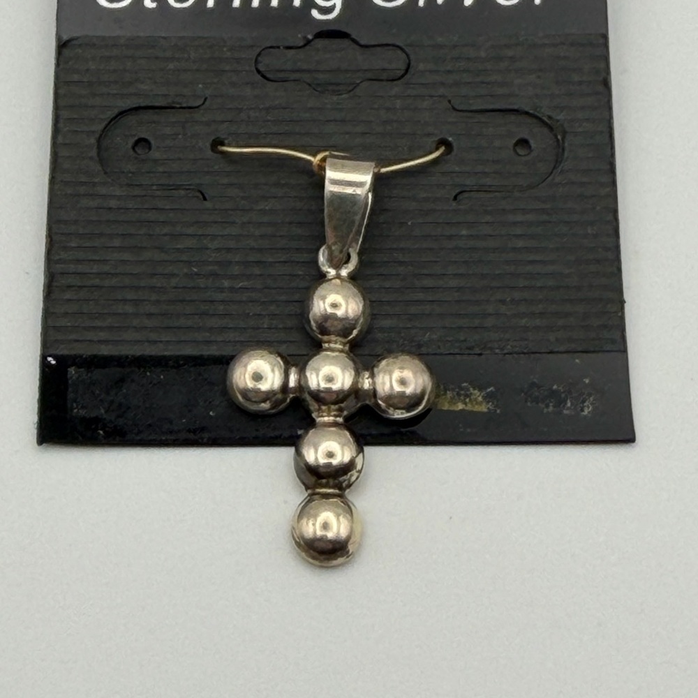 NEW Y2K Sterling Silver Bubble Cross Pendant stamped 925 trendy